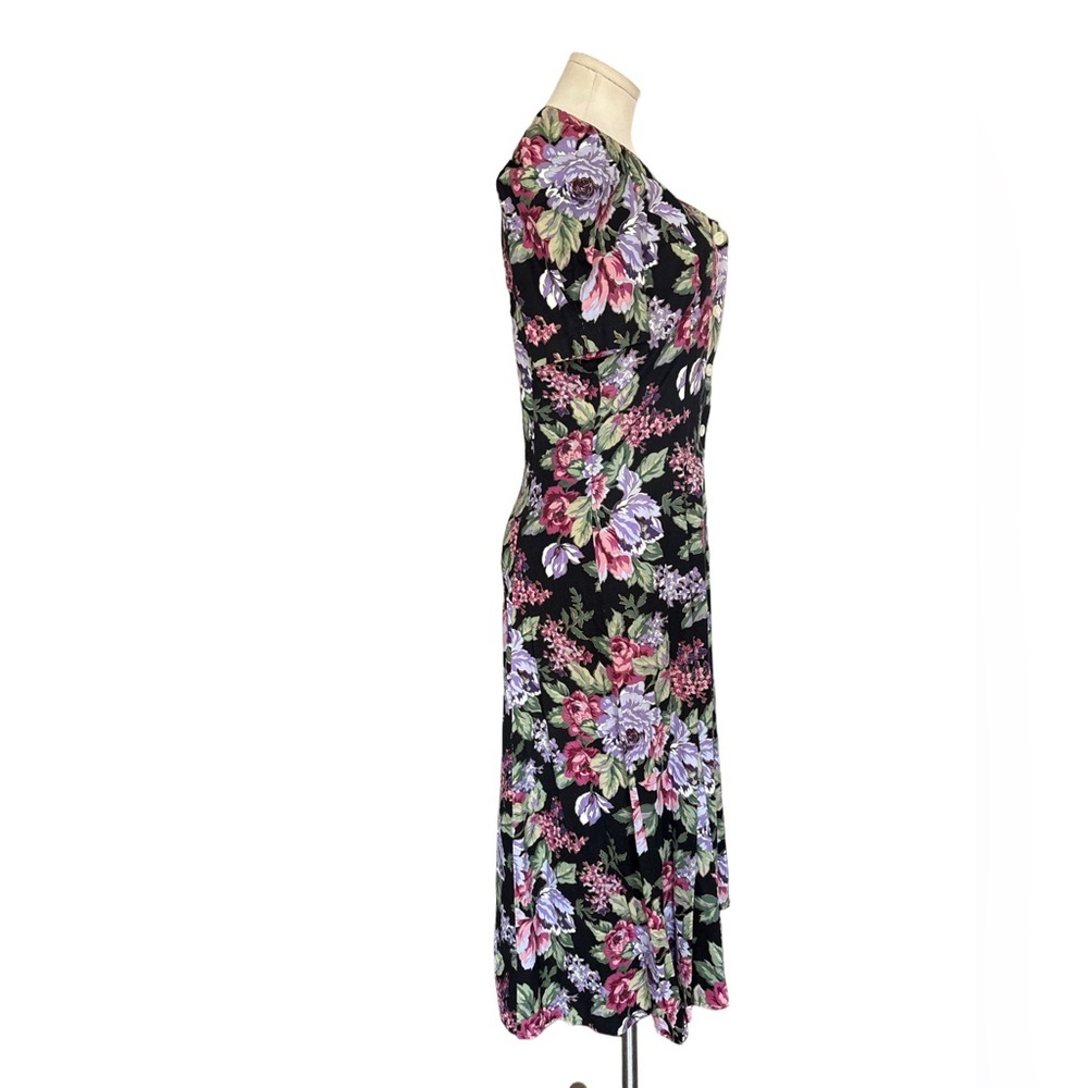 Floral Dress with Button-Up Front, Vintage 90s Romantic Cottagecore - small - Picture 6 of 8